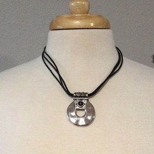 Chico's Triple Cord Foundation Round Pendant Necklace